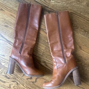 Madewell tall brown leather boots, size 5.5